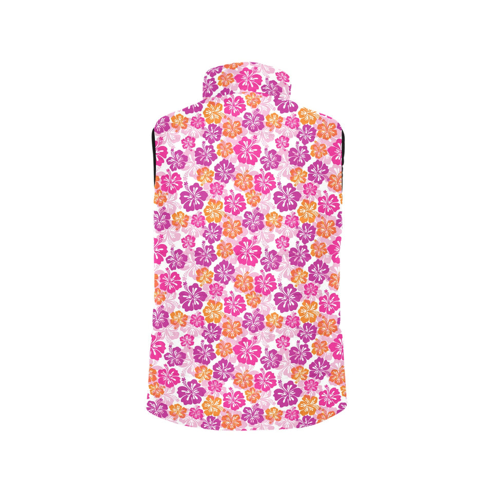 Hibiscus Pattern Print Design 01 Women's Padded Vest