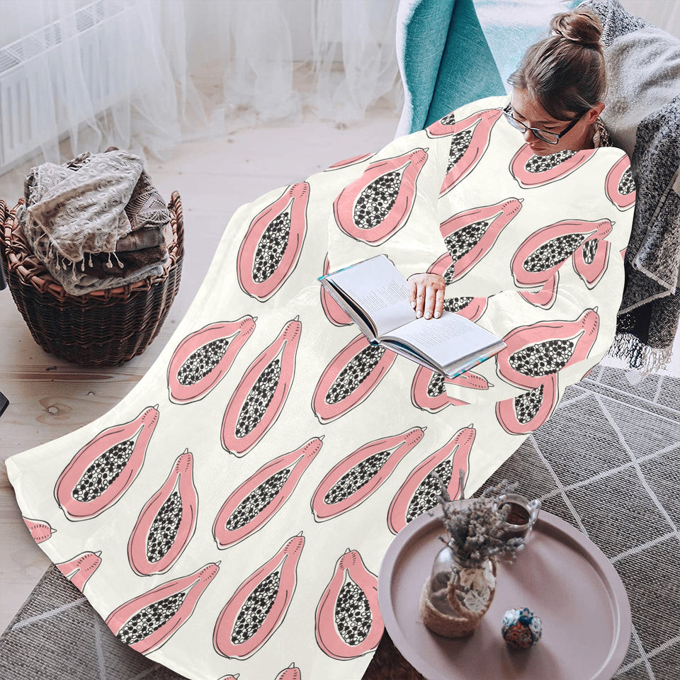 papaya pattern Blanket Robe with Sleeves