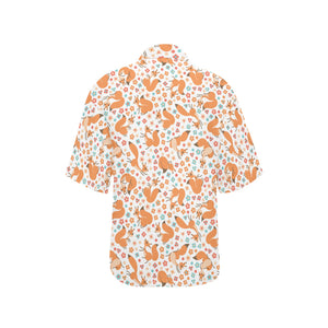 Squirrel Pattern Print Design 05 Women's All Over Print Hawaiian Shirt