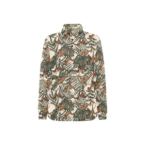 Monkey tropical leaves background Women's Long Sleeve Polo Shirt