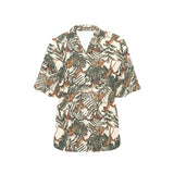 Monkey tropical leaves background Women's All Over Print Hawaiian Shirt