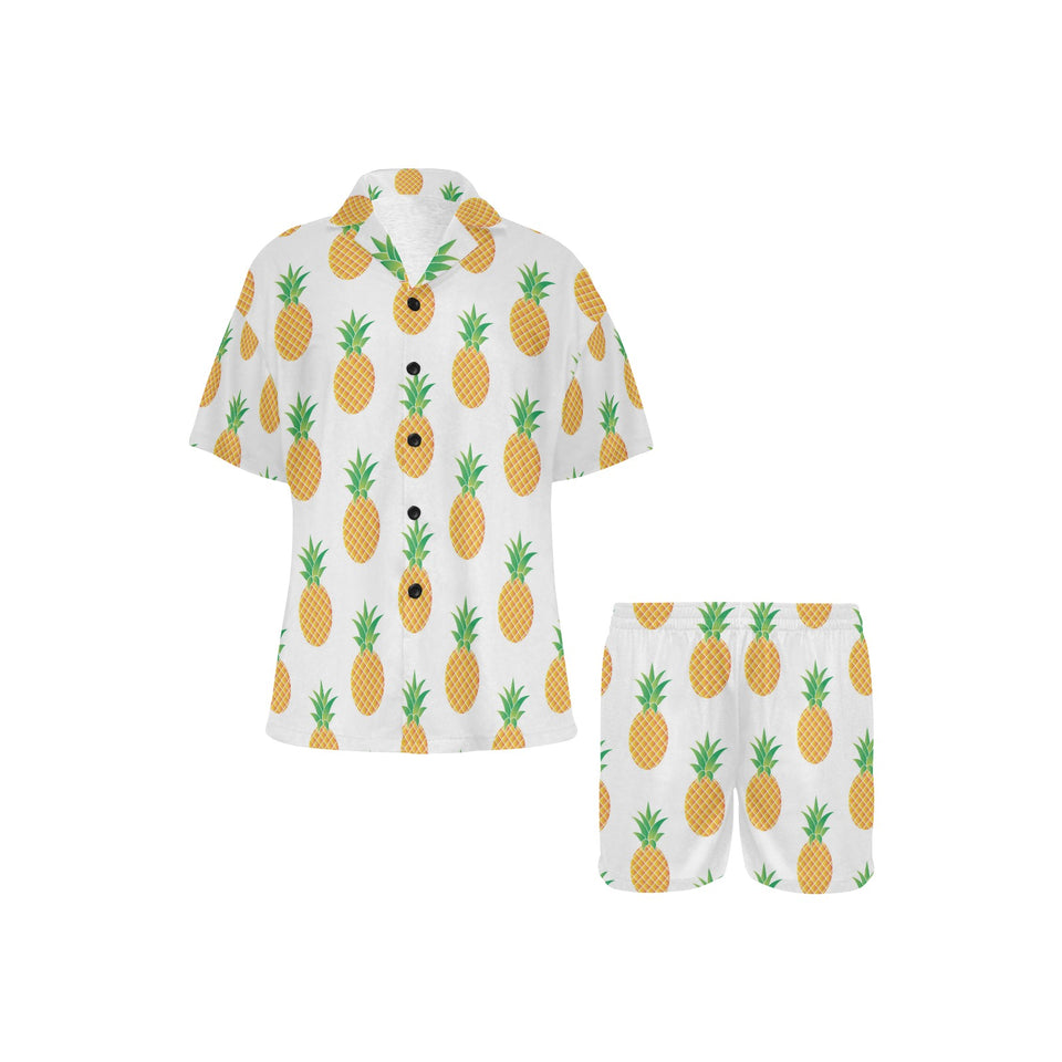 Pineapples pattern Women's V-Neck Short Pajama Set