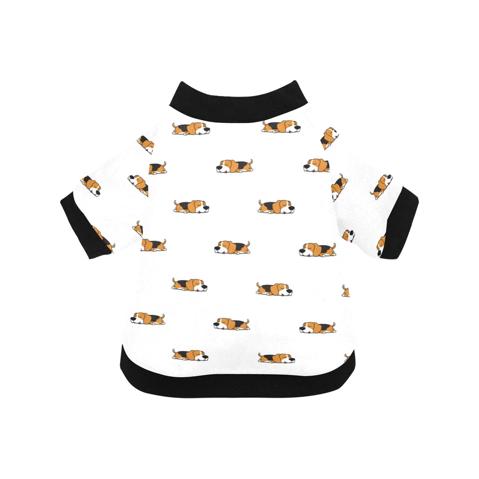 Cute beagle dog sleeping pattern All Over Print Pet Dog Round Neck Fuzzy Shirt