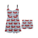 Sausage Pattern Print Design 02 Chest Sexy Pleated Two Piece Swim Dress