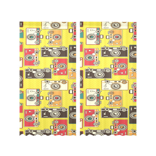 Camera Pattern Print Design 02 Gauze Curtain