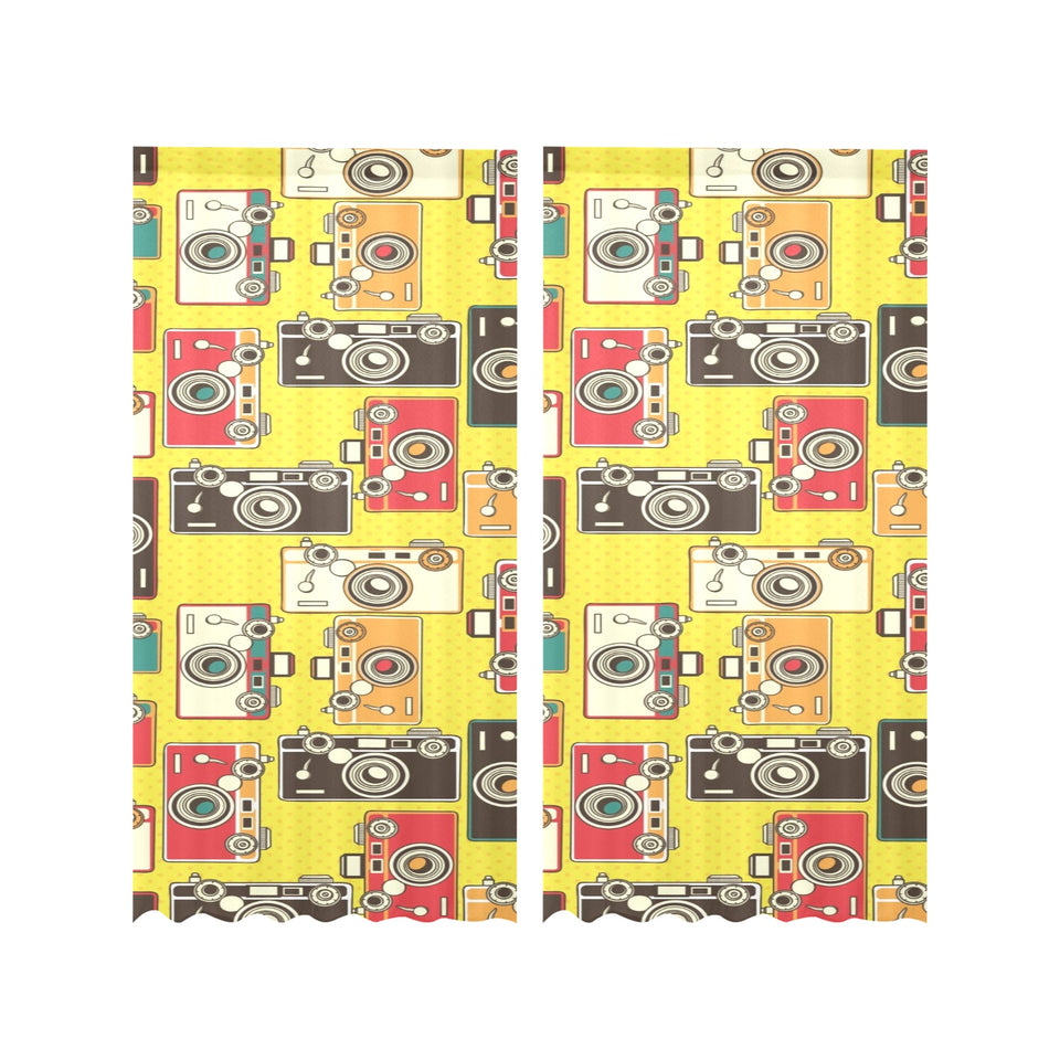 Camera Pattern Print Design 02 Gauze Curtain