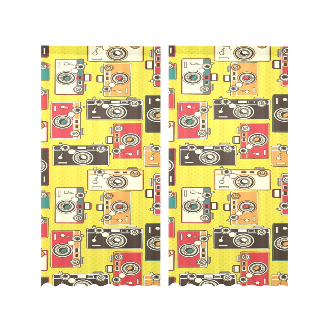 Camera Pattern Print Design 02 Gauze Curtain
