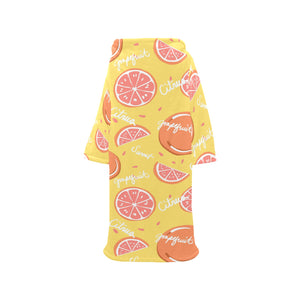 Grapefruit yellow background Blanket Robe with Sleeves