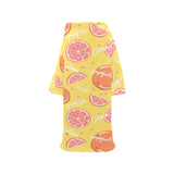 Grapefruit yellow background Blanket Robe with Sleeves