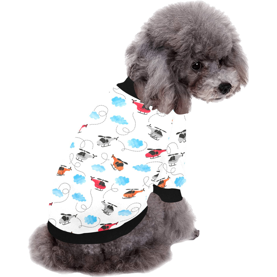 Watercolor helicopter cloud pattern All Over Print Pet Dog Round Neck Fuzzy Shirt