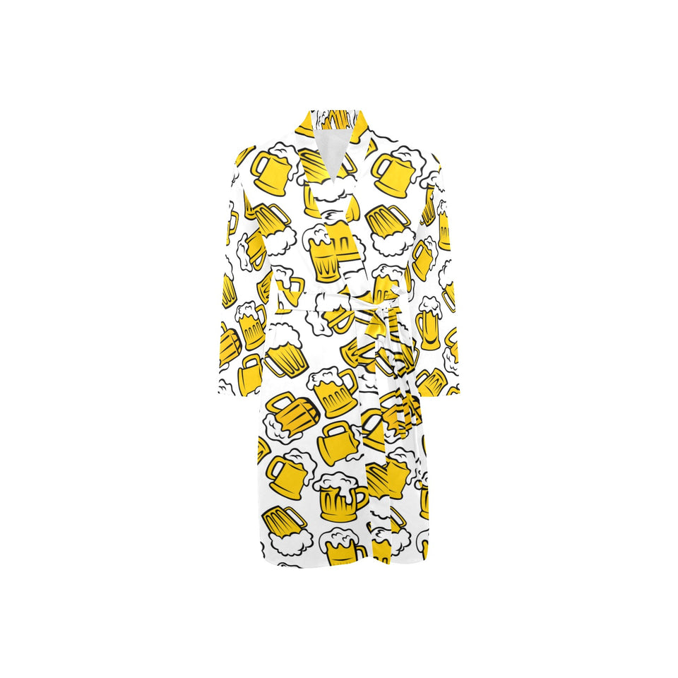 Beer design pattern Men's Long Sleeve Belted Night Robe