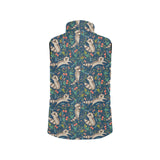 Raccoon tropical leaves pattern Women's Padded Vest