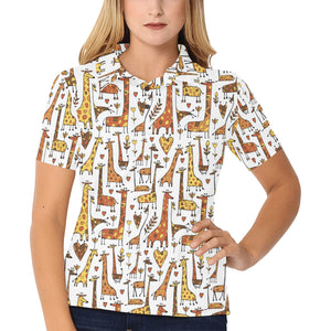 Giraffe Pattern Print Design 04 Women's All Over Print Polo Shirt