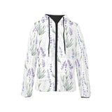 Hand painting Watercolor Lavender Women's Padded Hooded Jacket