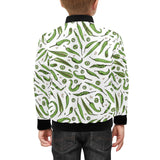 Hand drawn sketch style green Chili peppers patter Kids' Boys' Girls' Bomber Jacket