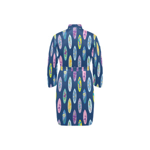 Surfboard Pattern Print Design 03 Men's Long Sleeve Belted Night Robe