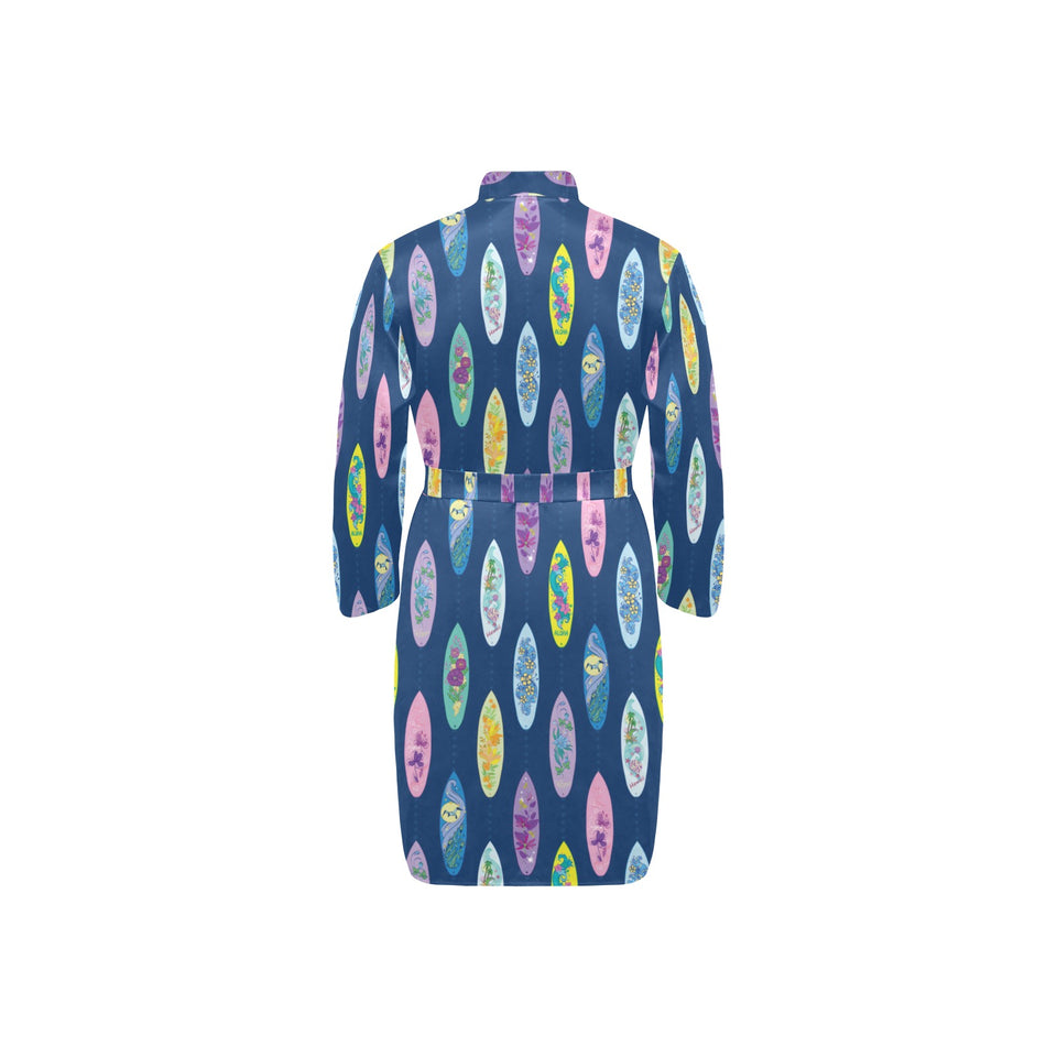 Surfboard Pattern Print Design 03 Men's Long Sleeve Belted Night Robe