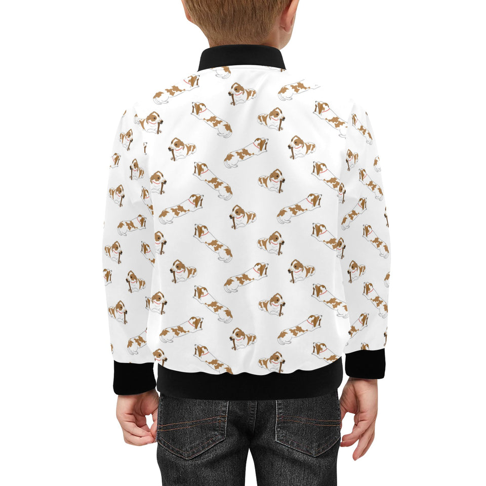 Jack Russel Pattern Print Design 04 Kids' Boys' Girls' Bomber Jacket