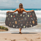 Coffee bean leave pattern Beach Towel