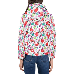 Ladybug Pattern Print Design 03 Women's Padded Hooded Jacket