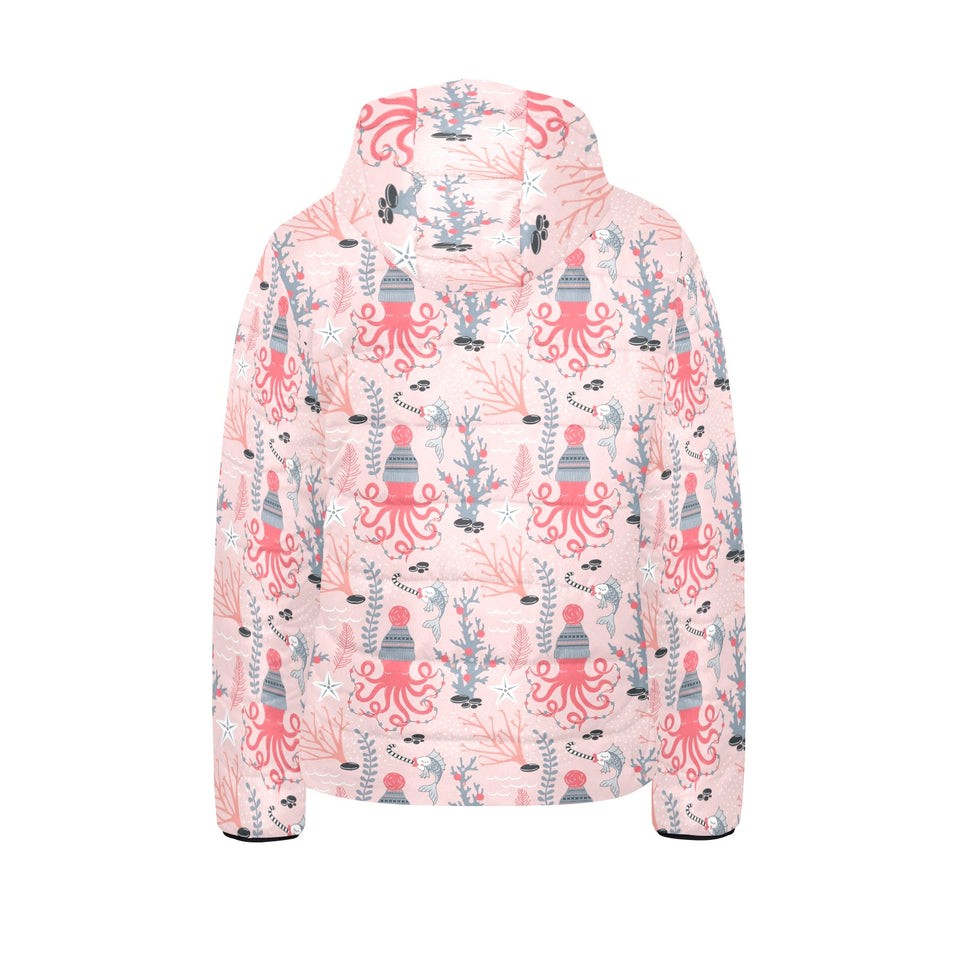 Octopus winter hat garland Fish candy Seaweed Cora Kids' Boys' Girls' Padded Hooded Jacket