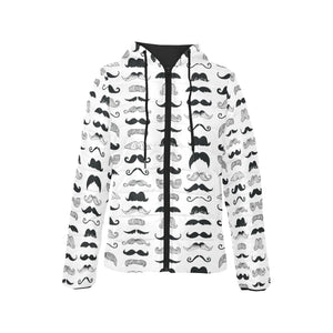 Mustache Beard Pattern Print Design 04 Women's Padded Hooded Jacket