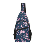 Pink sakura cherry blossom blue background All Over Print Chest Bag