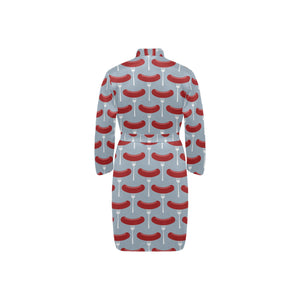 Sausage Pattern Print Design 02 Men's Long Sleeve Belted Night Robe
