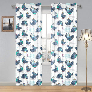 Pigeon Pattern Print Design 02 Gauze Curtain