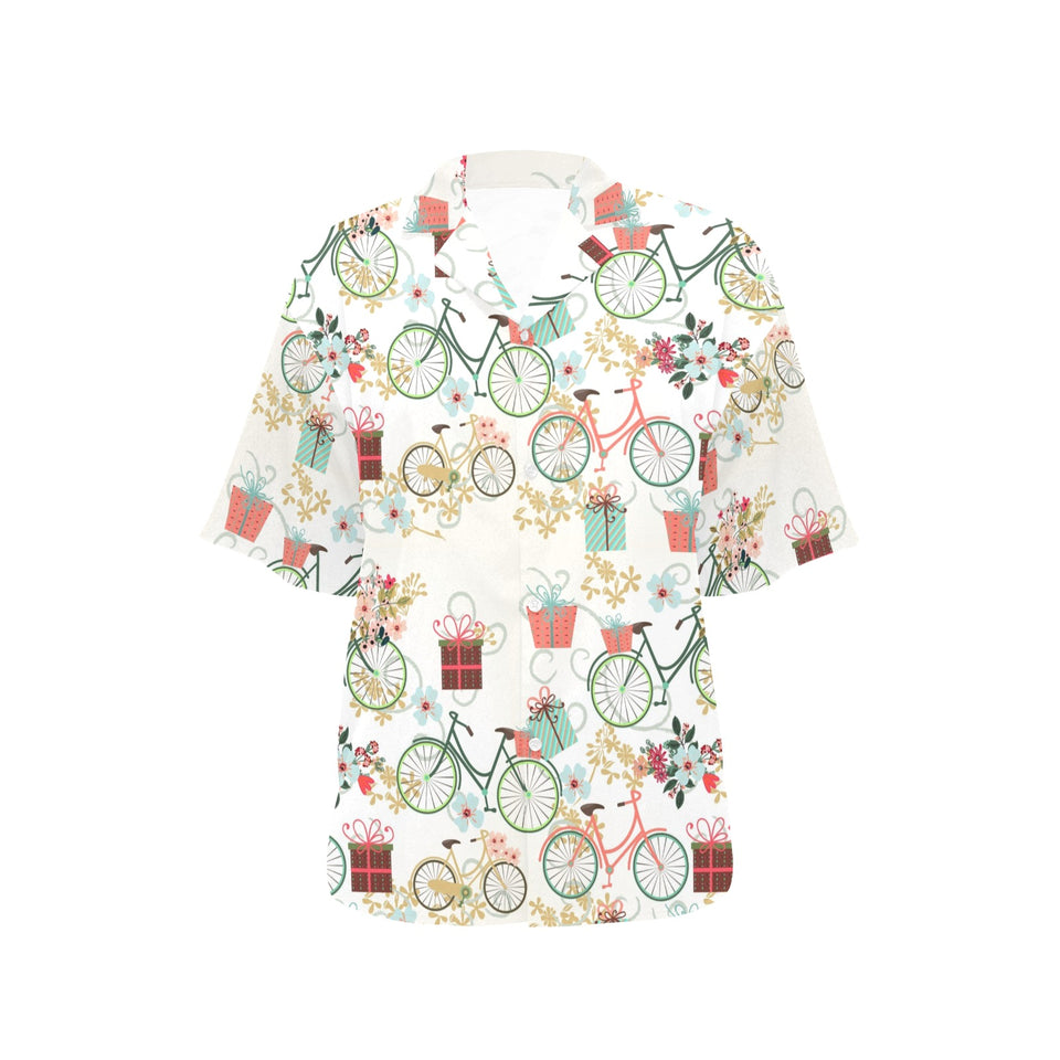 Bicycle Pattern Print Design 05 Women's All Over Print Hawaiian Shirt