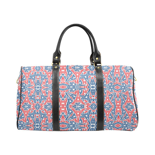 Blue Red Eiffel Tower Pattern Print Design 02 Travel Bag