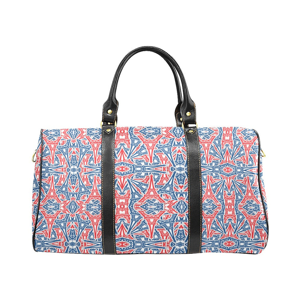 Blue Red Eiffel Tower Pattern Print Design 02 Travel Bag