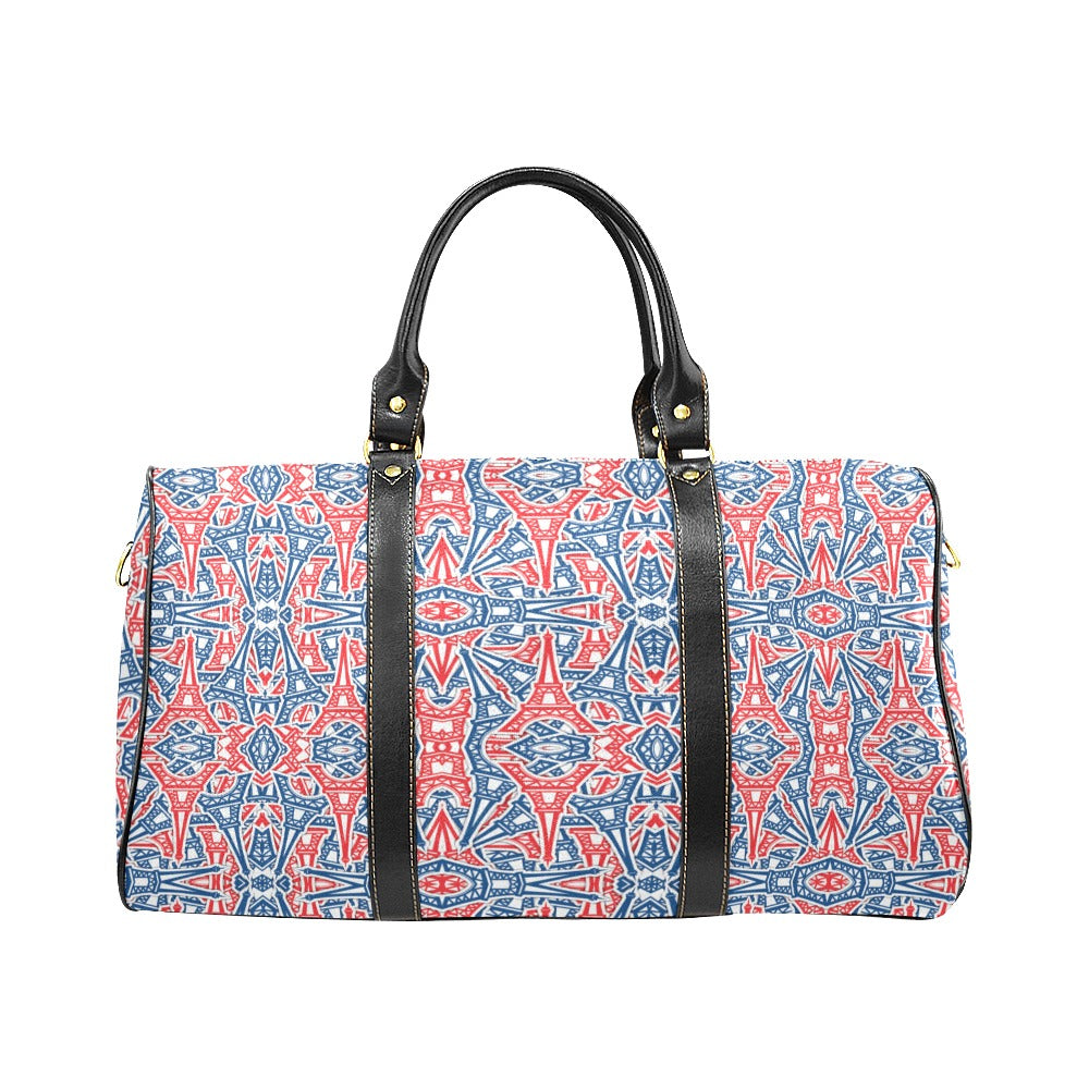 Blue Red Eiffel Tower Pattern Print Design 02 Travel Bag
