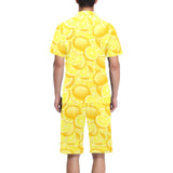 lemon pattern Men's V-Neck Short Pajama Set