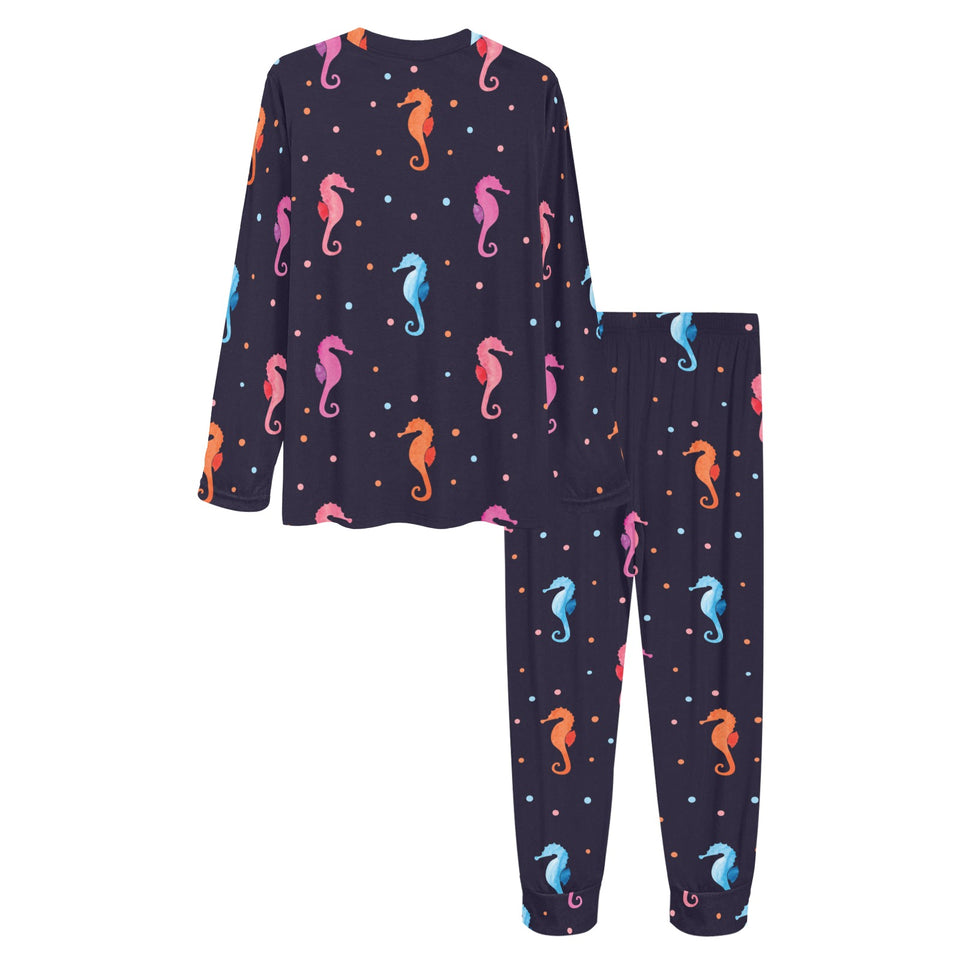 Watercolor colorful seahorse pattern Women's All Over Print Pajama Set