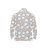 Cute rainbow clound star pattern Men's Long Sleeve Polo Shirt