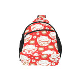Cute Maneki neko cat red background All Over Print Chest Bag