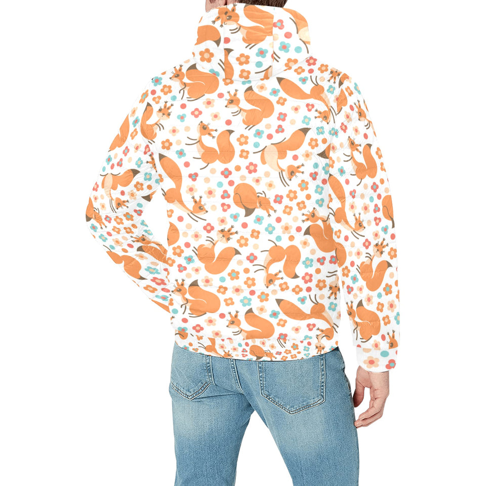 Squirrel Pattern Print Design 05 Men's Padded Hooded Jacket