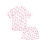 Watercolor pink heart pattern Kids' Boys' Girls' V-Neck Short Pajama Set