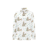 Cute Rhino pattern background Women's Long Sleeve Polo Shirt