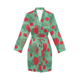 Tomato design pattern Women's Long Sleeve Belted Night Robe