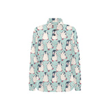 Cute Penguin pattern Women's Long Sleeve Polo Shirt