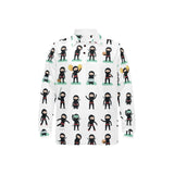 Cute ninja katana sword pattern Men's Long Sleeve Polo Shirt
