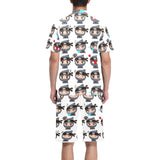 Cute ninja design pattern Men's V-Neck Short Pajama Set
