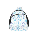 Blue Eiffel Tower Theme Pattern Print Design 01 All Over Print Chest Bag