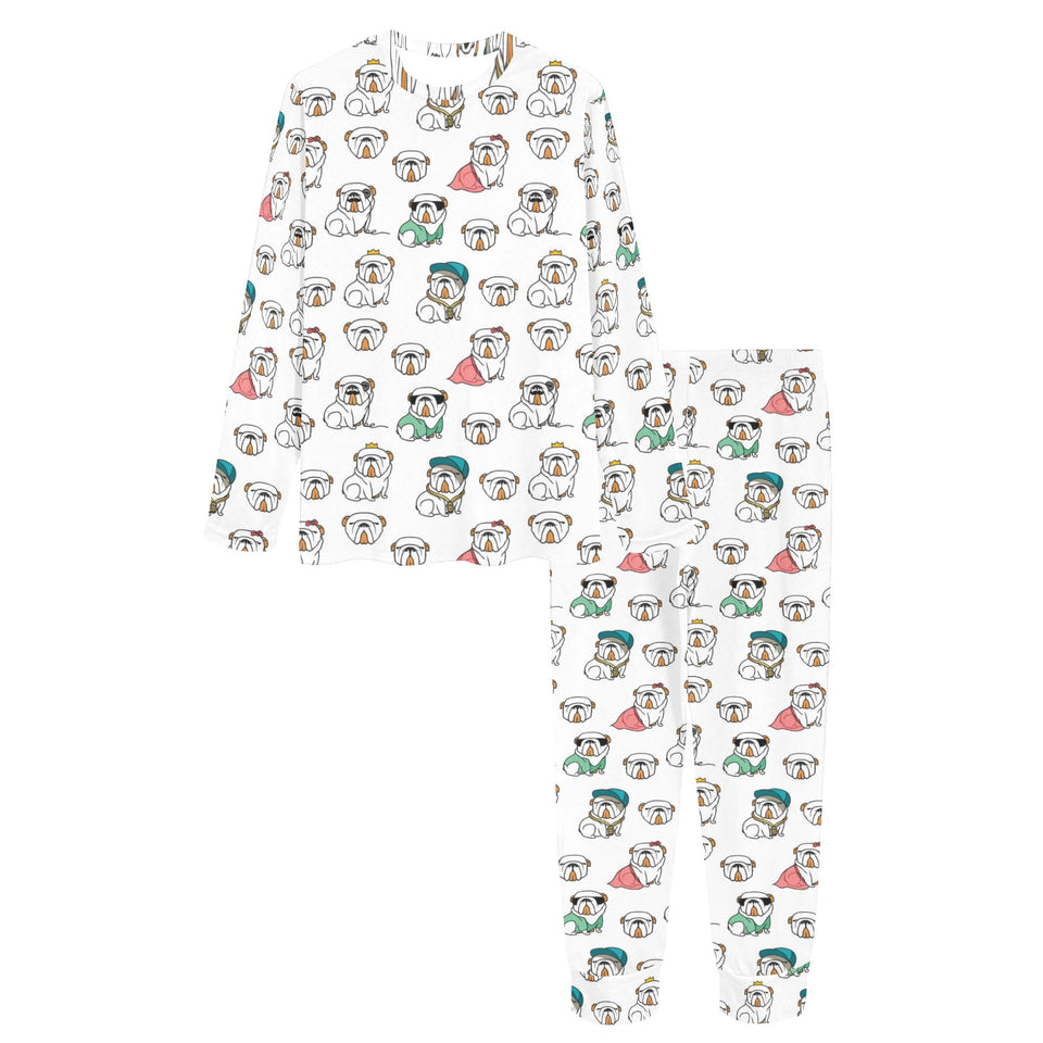 English Bulldog Pattern Print Design 03 Women's All Over Print Pajama Set
