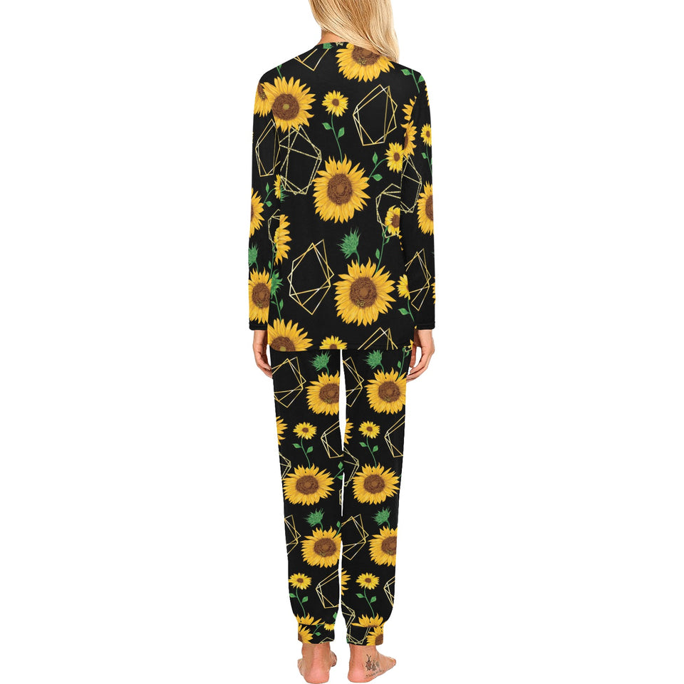 sunflower golden polygonal shapes Women's All Over Print Pajama Set