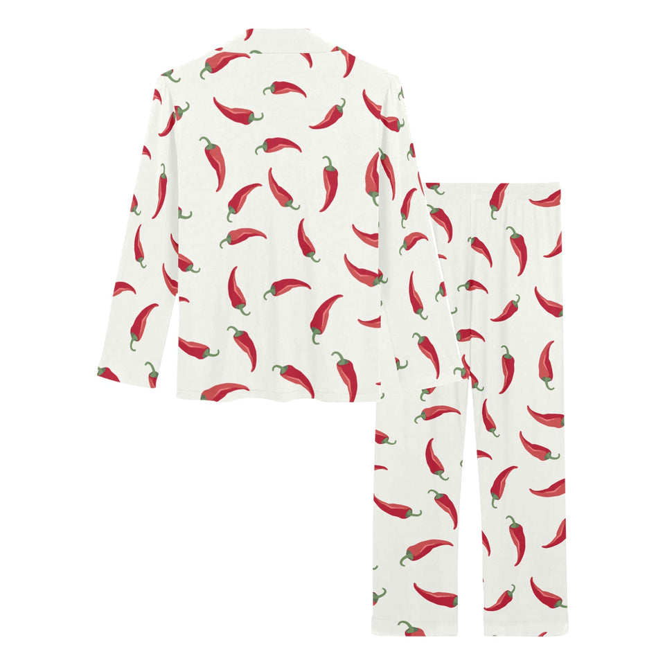 Chili peppers pattern Women's Long Pajama Set