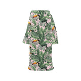Toucan tropical green jungle palm pattern Blanket Robe with Sleeves