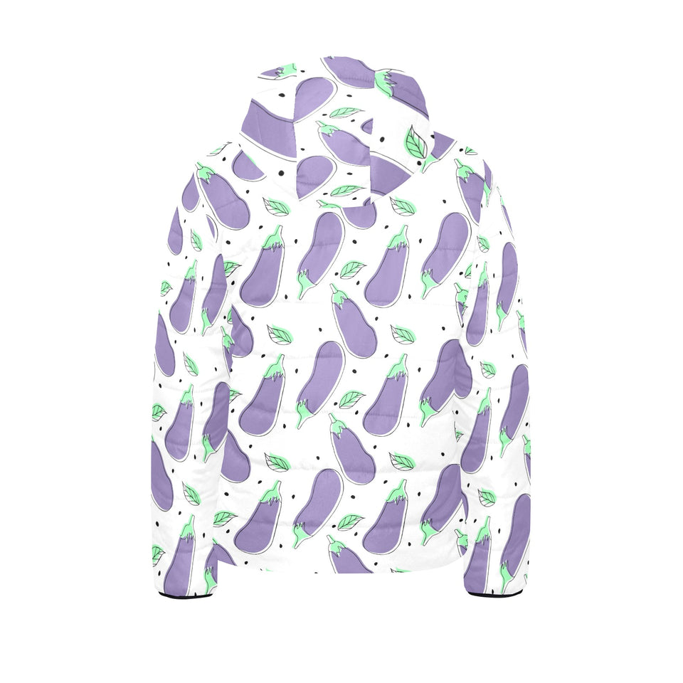 Eggplant Pattern Print Design 05 Kids' Boys' Girls' Padded Hooded Jacket